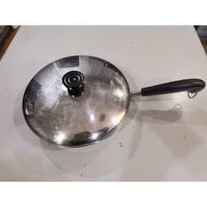 Vintage Revere Ware 9 inch Skillet Saute Pan with Lid Copper Bottom USA